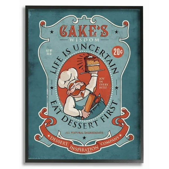 Stupell Industries Cake Wisdom Funny Vintage Comic Book Design Framed Wall Art by Ester Kay