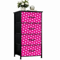 HARLOR300 | Hot Pink Polka Dot 4-Drawer Dresser – Steel Frame, Wood Top, Fabric Drawers – Made in USA