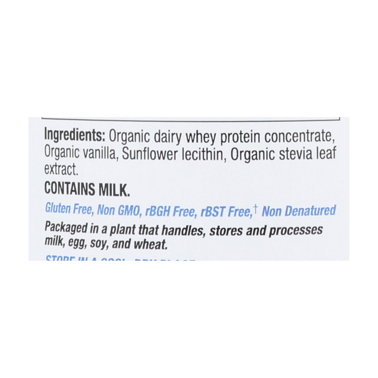Tera's Whey Organic Whey Protein Powder, Bourbon Vanilla, 21g Protein, 0.75 Lb