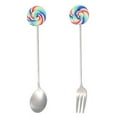 thumbnail image 1 of Coofit Cuillère à Dessert en Acier Inoxydable Cuillère de Service Décorative avec Fourchette, 1 of 10
