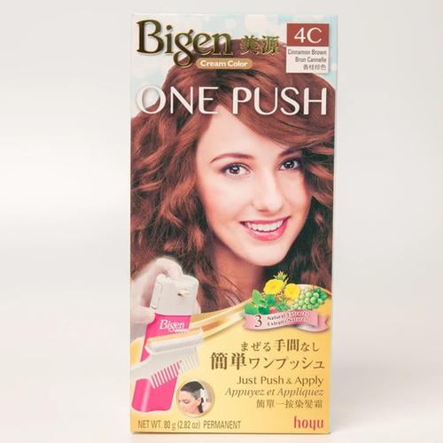 Hoyu Bigen Cream Color ONE PUSH Hair Dye Kit #4C Cinnamon Brown (2 Pack) - Hoyu Bigen Cream Color ONE PUSH Hair Dye Kit #4C Cinnamon Brown (2 Pack) -