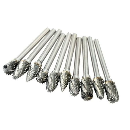 

Walmeck Electric Grinding Accessories 10pcs 0.12*0.24inch Tungsten Steel Carbide Milling for Rotary Burr Tool Set Engraving