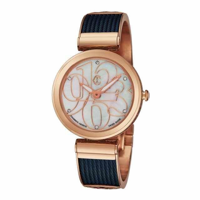 Charriol FE32.F02.002 Forever Rosegold Blue White Mother of Pearl Dial Reloj para mujer Charriol FE32F02002