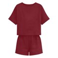 thumbnail image 4 of Conjunto Corto Casual para las Mujeres Manga Corta Bolsillo Pantalones Cortos Pantalones de Señoras Conjunto con Cuello Redondo Top, Ropa Casual de Verano, 4 of 6