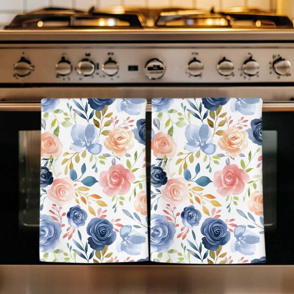 Colorful Flowers Kitchen Towels Set of 1, Watercolor Botanical Farmhouse Floral Absorbent Dish Towels for Kitchen, Microfiber Hand Towel, Quick Drying Tea Towel for Cleaning Decorative Dishcloths