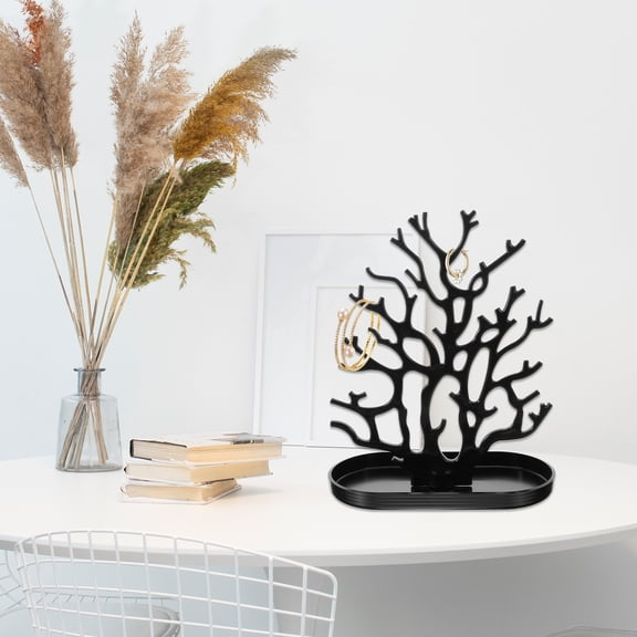 WEAVILUX Black Jewelry Organizer Earring Holder Tree with Decorative Style for Bedroom Storage
