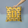 thumbnail image 2 of Letter D Football Black, Old Gold and White Fabric Decorative Pillow, 2 of 4