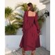thumbnail image 3 of Vestido de manga larga abombada con lazo en la espalda para mujer, vestido midi informal, fluido, reversible, con bolsillo para fiesta, boda, playa, vino rojo xl Sailing Electrónica, 3 of 5