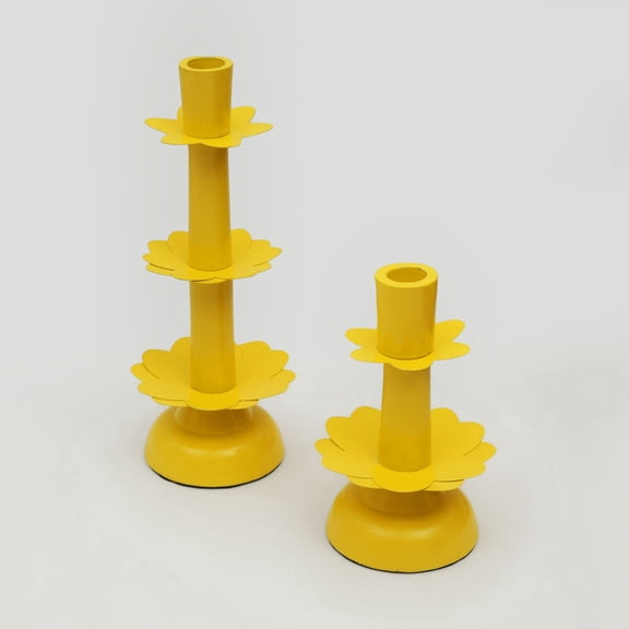 Mela Artisans Lotus Bloom Tapered 9" Yellow Candleholder