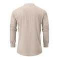 thumbnail image 7 of Huresd Mens Cotton Linen Henley Shirts Long Sleeve Summer Casual T-Shirt Regular Fit Lightweight Yoga Tops with Pocket Khaki 4XL, 7 of 7
