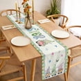 thumbnail image 3 of Table Runner 72 Inches Long for Kitchen Dining, Easter Dresser Scarf Farmhouse, Dining Table Decorations for Wedding/Parties, Spring Gnomes Floral Bunny Eggs Green Lattice 16 x 72 In, 3 of 8