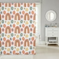 thumbnail image 2 of Groovy Floral Shower Curtain Rainbow Waterproof Bathroom Curtain, Colorful Flower Bath Curtain Pink Blue Gold Blossoms Shower Curtain Set, Vintage 60s 70s Old Fashion Bathroom Curtains, 2 of 4
