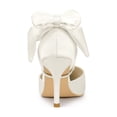 thumbnail image 2 of BLISSFUL STEP Women's Shoes Satin High Heel Pumps Bow Decor Pointed Toe Slip-On Shoes White 6, 2 of 7