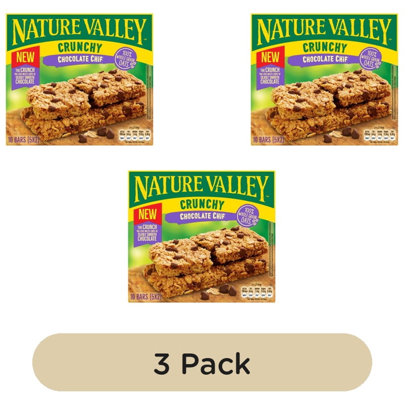 Nature Valley Crunchy Chocolate Chip Cereal Bars 5 x 42g, British Import (Pack of 3)