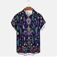 thumbnail image 3 of MELDVDIB Mens Shirts Carnival Printed Loose Summer Tops Button-Up Turn-Down Collar Short Sleeve Beach Shirts with Pocket, 3 of 6