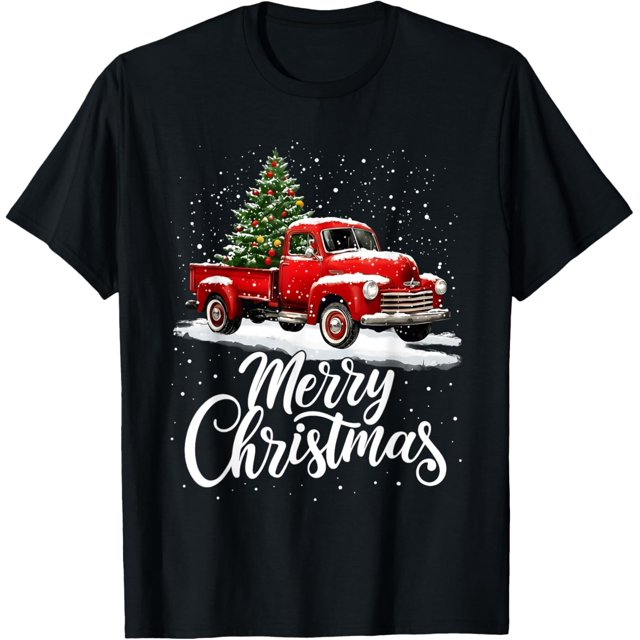 Camiseta de pijama de Navidad a juego con diseño de camión rojo