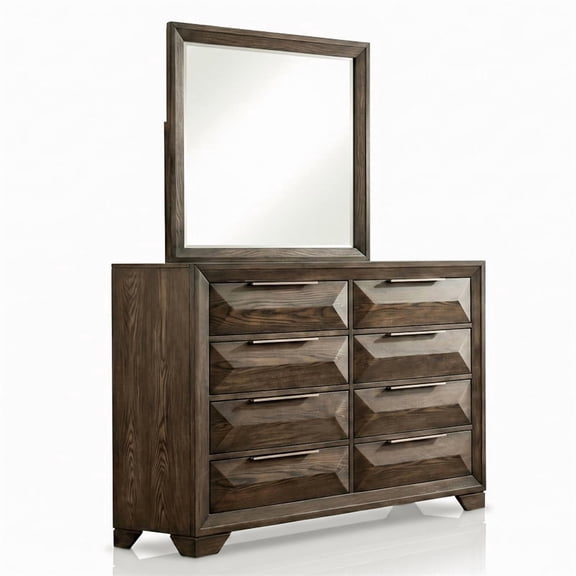 FOA Werren 2-Piece 8-Drawer Solid Wood Dresser and Mirror Set in Espresso