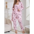 thumbnail image 2 of ZANKLEY Womens Pajamas Set 3 Piece Floral Butterfly Print Cami Top Long Pants Robe Sleepwear Loungewear Comfort, 2 of 9