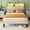 Beige-Lighted Headboard, variant on Full Size Bed Frame with Headboard, Under-Bed Storage, 850lbs, Beige