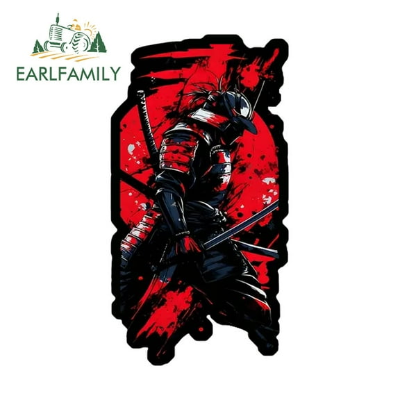 EARLFAMILY 5.1" Japanese Samurai Car Stickers Personality Waterproof Scratch-Proof JDM Vinyl Decal Suitable for Motorcycle Bumper Trunk Helmet Windows