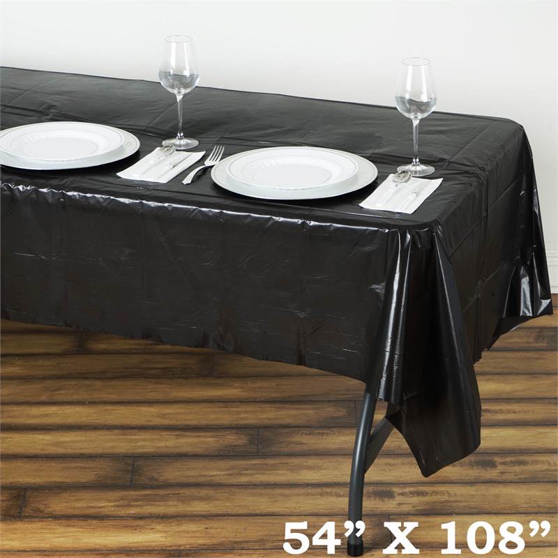BalsaCircle 54x108" Disposable Plastic Table Cover Tablecloth Black
