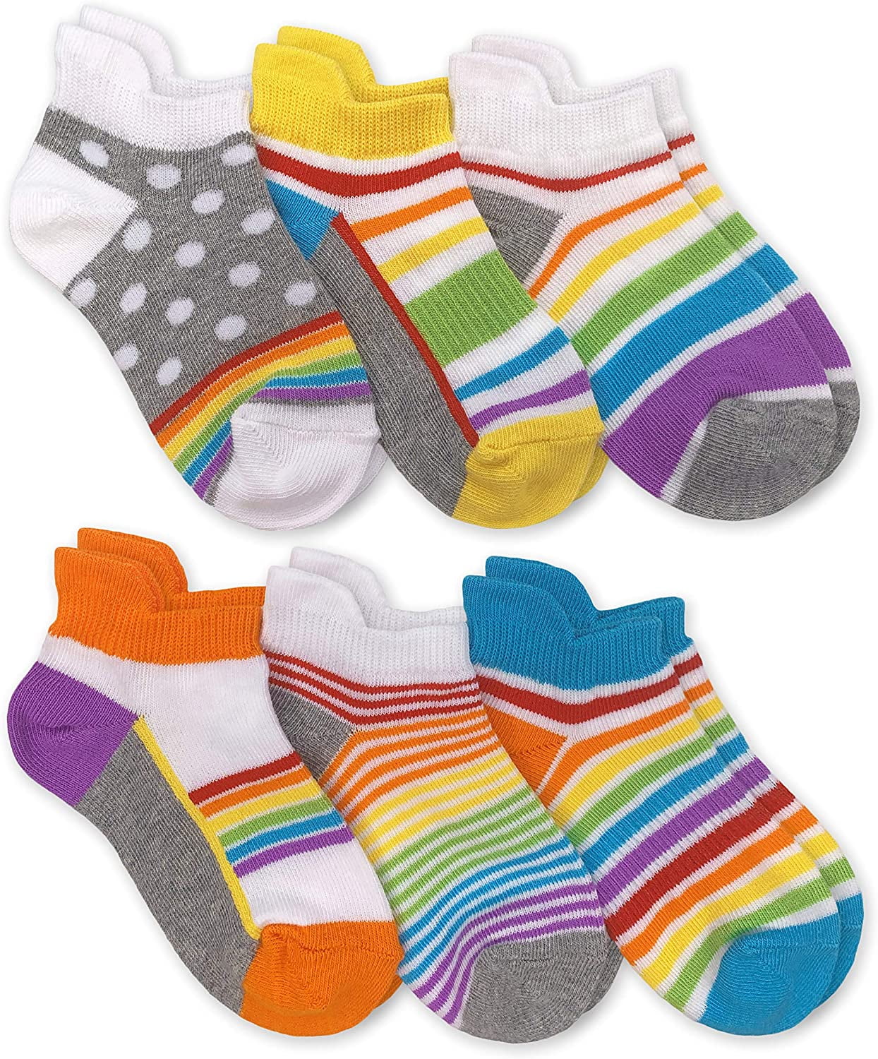 Jefferies Socks Girls Socks, 6 Pack Rainbow Pattern Sport Low Cut ...