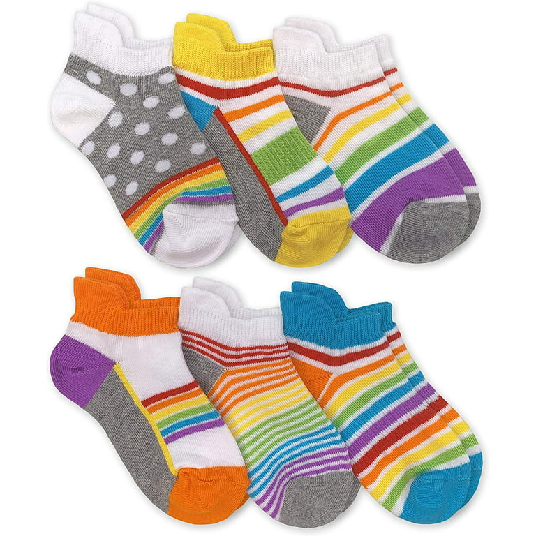Jefferies Socks Girls Socks, 6 Pack Rainbow Pattern Sport Low Cut