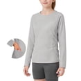 thumbnail image 2 of Riecok Girls Rash Guard Shirt Long Sleeve Sun Protection Quick Dry Pullover Breathable Tops Running Clothes with Pocket Gray 8 Years, 2 of 8