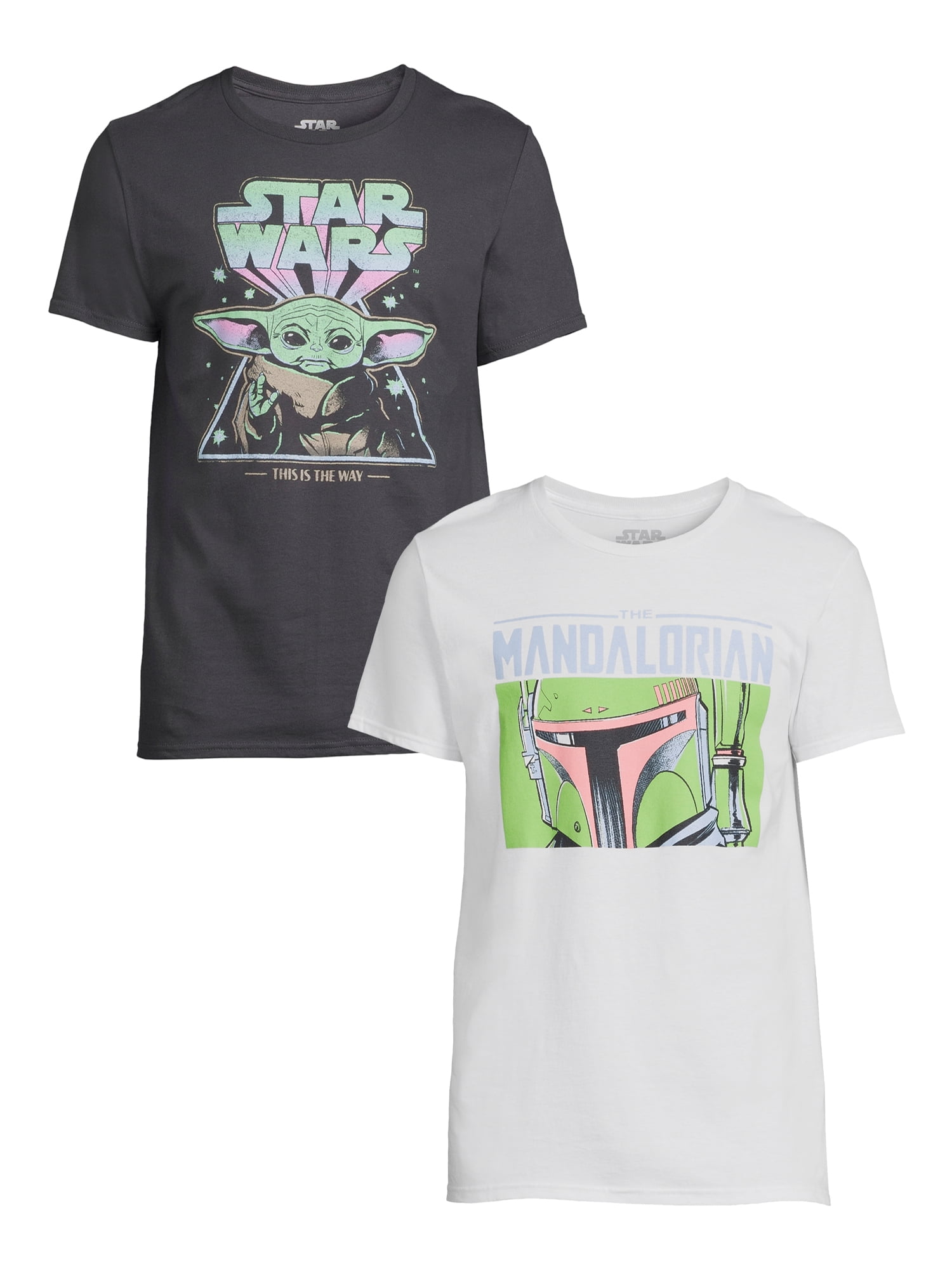 Star Wars Men's Grogu and Boba Fett Graphic Tees, 2-Pack