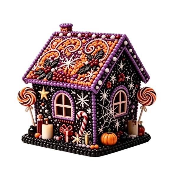Halloween Spooky Cute Candy House Diamond Art Kit, Sparkling DIY Diamonds 3D House Handmade Craft Ornament for Tree Home Mantel Shelf Fireplace Display Party Holiday Decoration Craft Lovers Gift