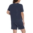 thumbnail image 4 of Asklazy Two Piece Sets for Women Summer Travel Vacation Outfits Pleated Short Sleeve Lounge Sets,Mother‘s Day,Navy blue,2XL, 4 of 9