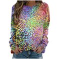 thumbnail image 2 of Qiopertar Mode Femmes T-Shirt à Manches Longues Col Rond Imprimé Chandail en Molleton Blouse Hauts Offres de la Semaine Liquidation à Moins de 5$ jusqu'à 90 % de Réduction, 2 of 5