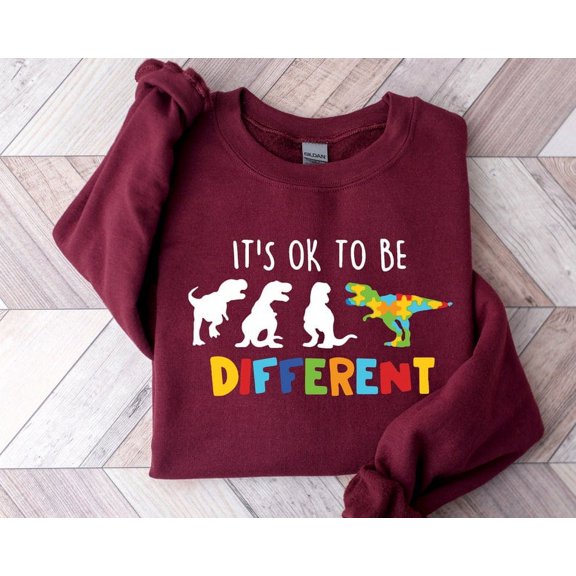 It's Ok To Be Different Autism Awareness Sweatshirt, Autism Mama, Autism Support, Autism Dinosaur, Autism Awareness Month, Autism Teacher