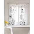 thumbnail image 3 of Spring Floral Curtains 54 Inch Length, Sheer Curtains for Bedroom Living Room Window Modern Elegant Pastoral Flowers Black Rod Pocket Voile Drapes Kitchen Curtains Small Half Window 52"x54" 2 Panels, 3 of 6