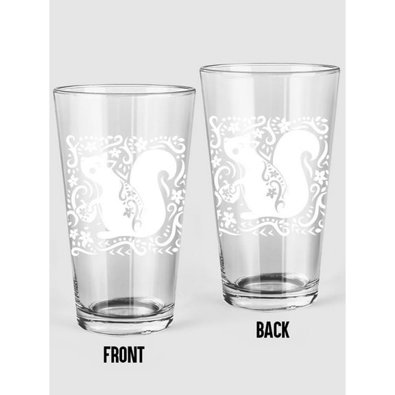Squirrel Art Pint Glass -Smartprints Designs, 16 oz Transparent Glass