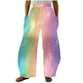 thumbnail image 2 of xjwjuw Womens Casual Sparkly Sequin Pants High Waisted Wide Leg Palazzo Bell Bottom Dance Trousers Loose Pull On Comfy 70s Magic Glitter Disco Party Long Maxi Pants, 2 of 5