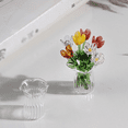 thumbnail image 4 of Mini Glass Flowers in Vase with Butterfly - Handmade Stained Glass Bouquet, Miniature Crystal Centerpiece for Desk, Table, Home, Office Decor, Gift for Mom Women(A), 4 of 5