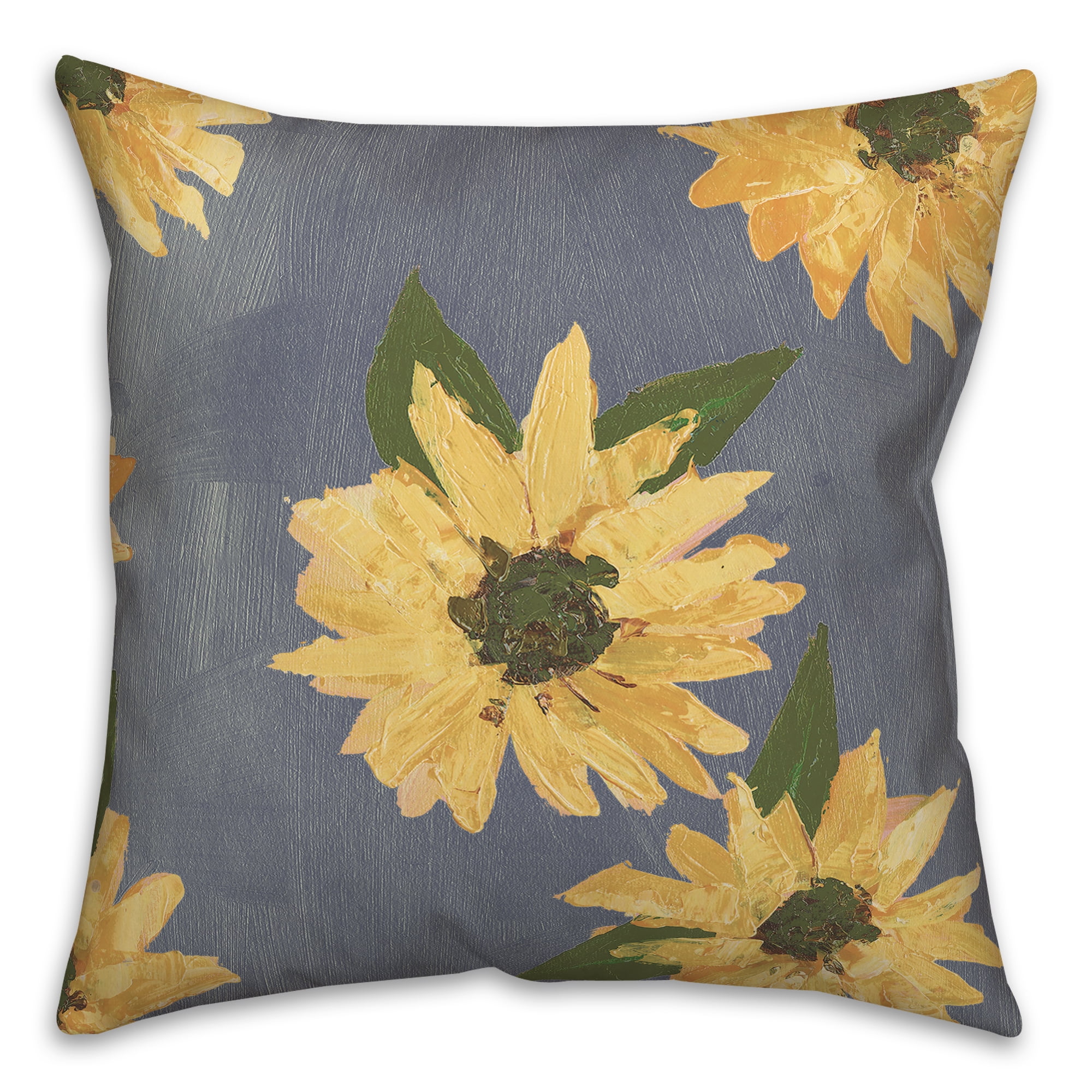 Creative Products Painted Sunflower Blue 18 x 18 Indoor / Outdoor Pillow