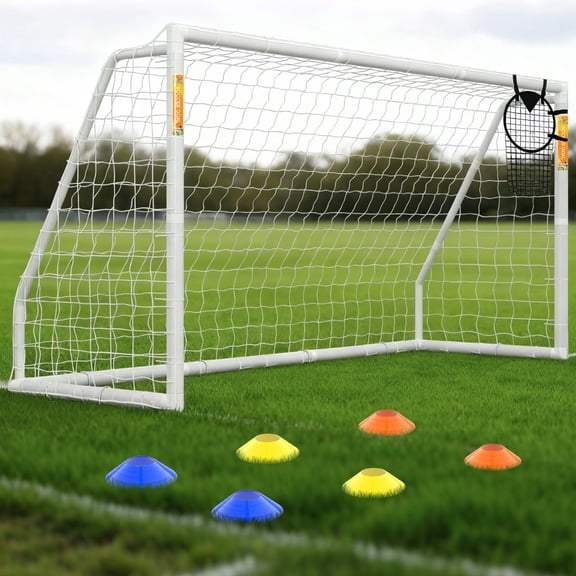 SLSY PVC Soccer Goal, 6X4/8x6/10x6.5/12x6 Soccer Goals for Backyard, Full Size Soccer Goal for Teens & Adults Training