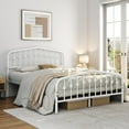 thumbnail image 3 of Metal Bed Frame Queen Size Metal Platform Bed Frame with Victorian Style Headboard/Footboard/Easy Assembly/No Box Spring Needed/White Smoke, 3 of 9