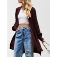 thumbnail image 5 of Long Cardigan Sweaters for Women Fall Trendy Oversized Open Front Winter Coat Wine Red L, 5 of 9