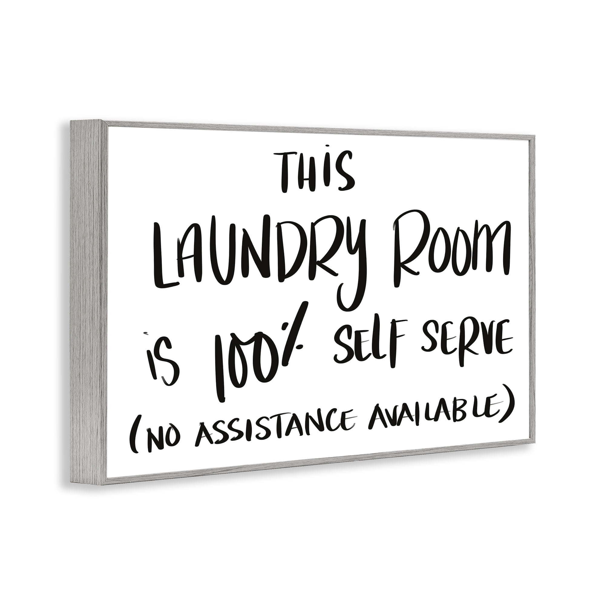 Stupell Industries Self Serve Laundry No Assistance Gray Framed Giclee Art, design by SD Graphics Studio