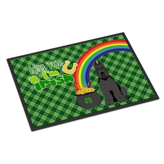 Black Schnauzer St. Patrick's Day Indoor or Outdoor Mat 24x36 36 in x 24 in