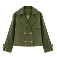 thumbnail image 7 of ATENAR Womens Suede Jacket Womens Jackets Casual Cardian Lightweight Collared Long Sleeve Green 2XL, 7 of 7