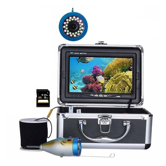 7" inch 15M 30M 1000TVL Fish Finder Underwater Fishing Camera With DVR Record 8G 15 White Led + 15 Infrared Lights For ICE / SEA ,Easy to Use