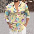 thumbnail image 2 of Christian Top for Men Fashion Digital 3D Printed Long Sleeve Lapel Button Down Plus Size Mens Clothing,Yellow,XL, 2 of 5