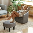 thumbnail image 2 of Giantex Fauteuil d'Appoint Pivotant avec Ottoman, Fauteuil Club Tonneau Moderne, Sofa Simple Pivotant avec Repose-Pieds, Gris, 2 of 9