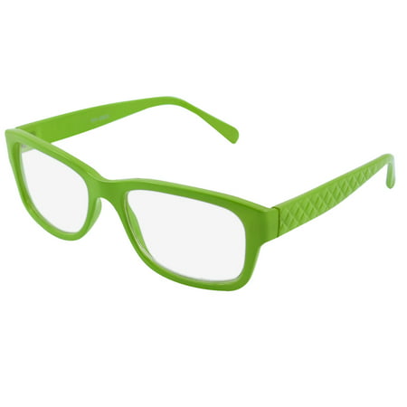 Green Plastic Unisex Full Rims Clear Lens Plain Glasses Eyeglass Spectacles