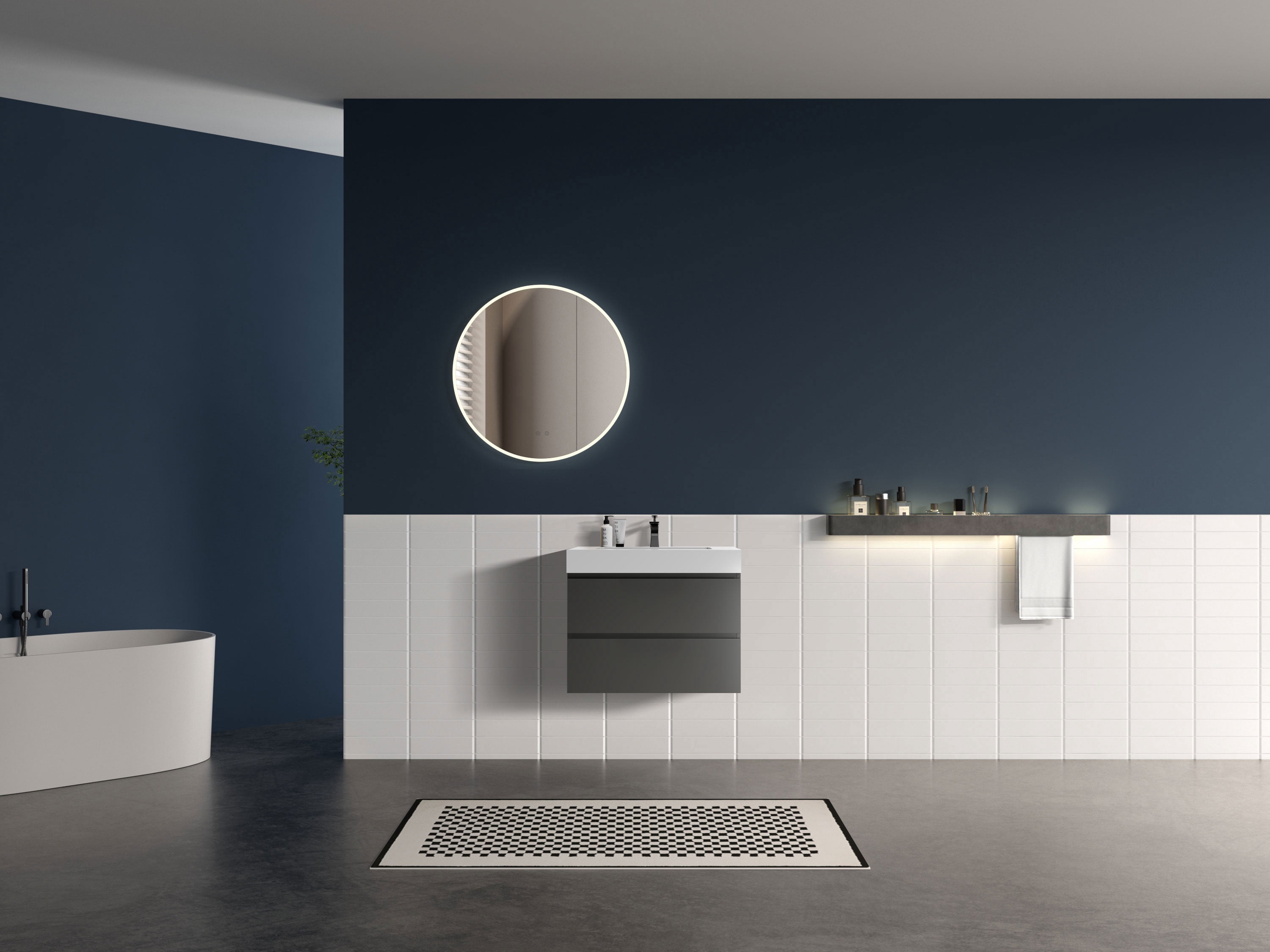 CITTANEO 30 Inch Floating Bathroom Vanity with Sink, Modern Bathroom Cabinet with 2 Drawers, Gray