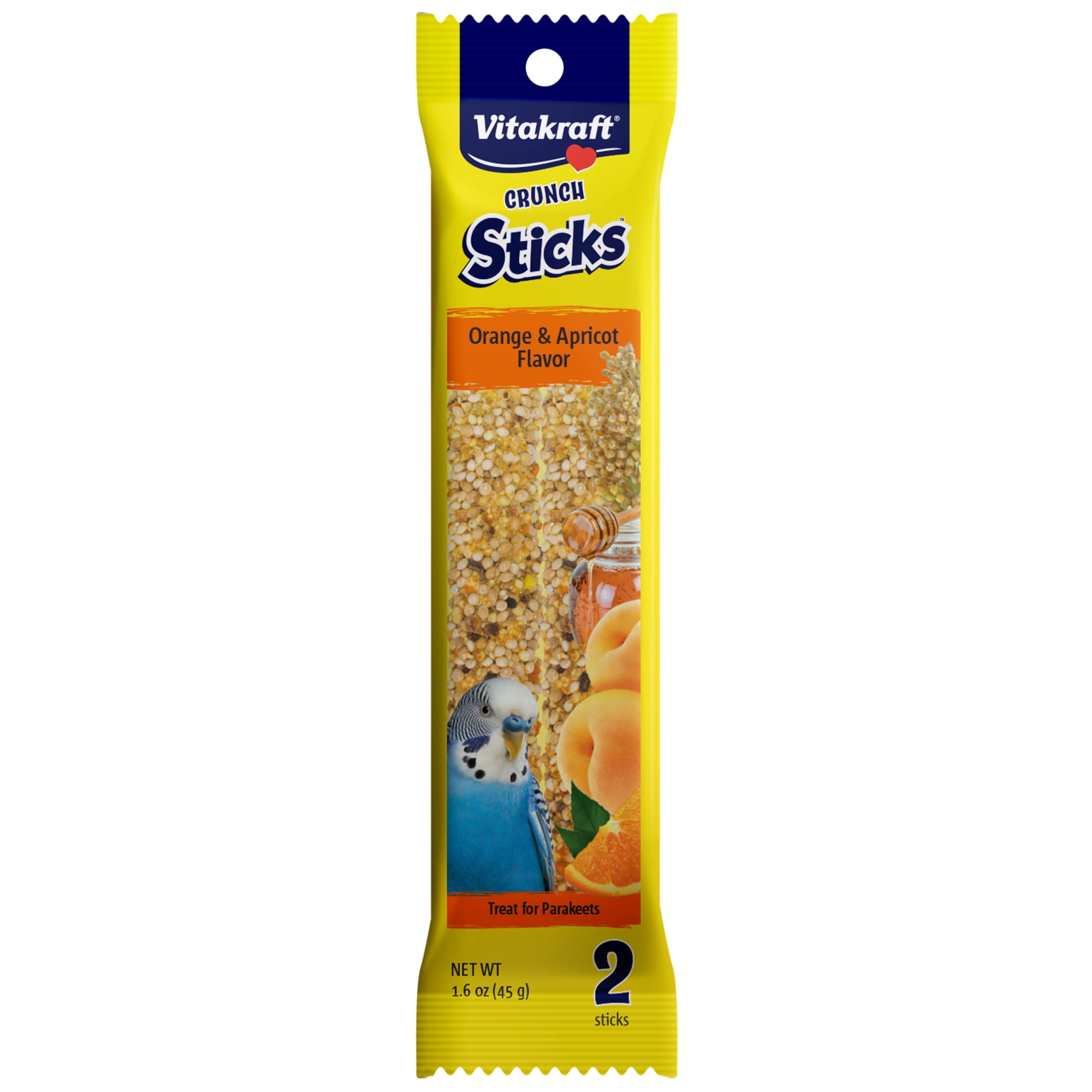 Vitakraft Crunch Sticks Parakeet Treat - Orange and Apricot - Pet Bird Treat Toy